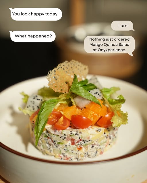Colourful plated salad from Onyxperience’s official Instagram